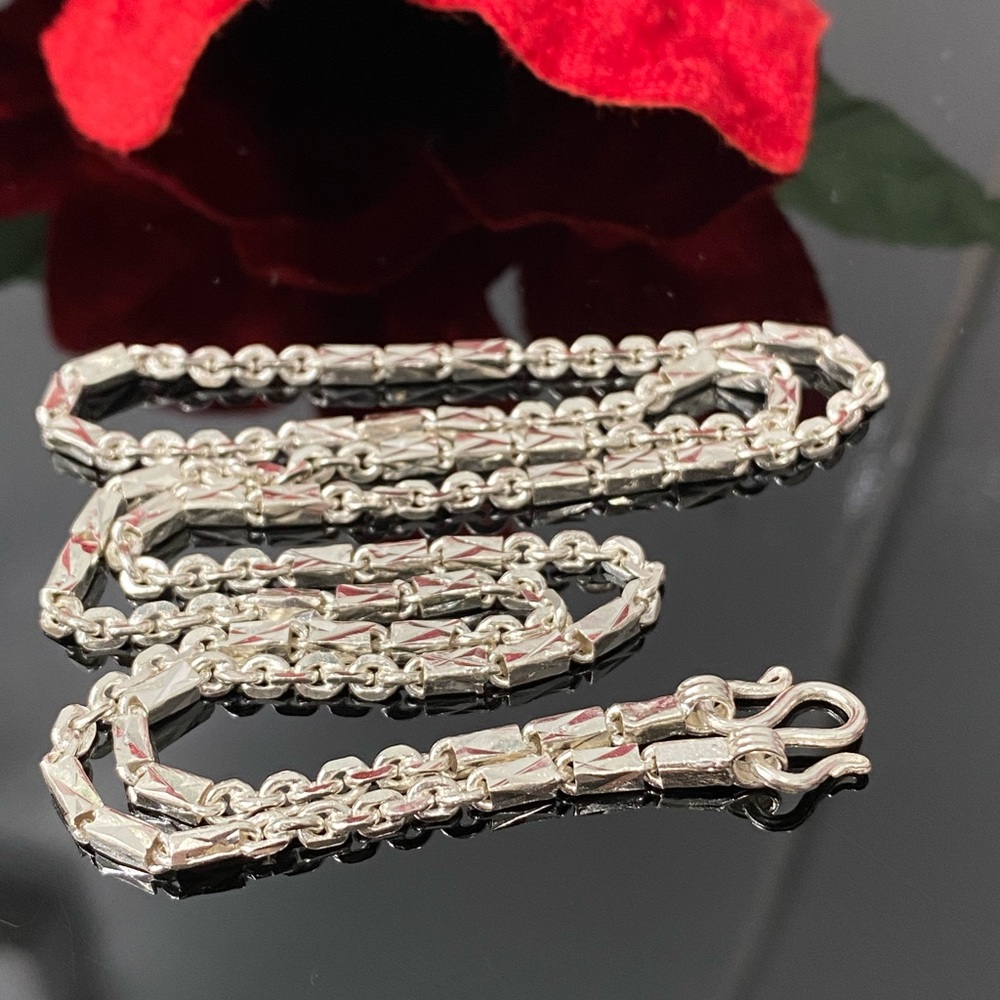 Sterling Silver 3 Bar and Cable Chain